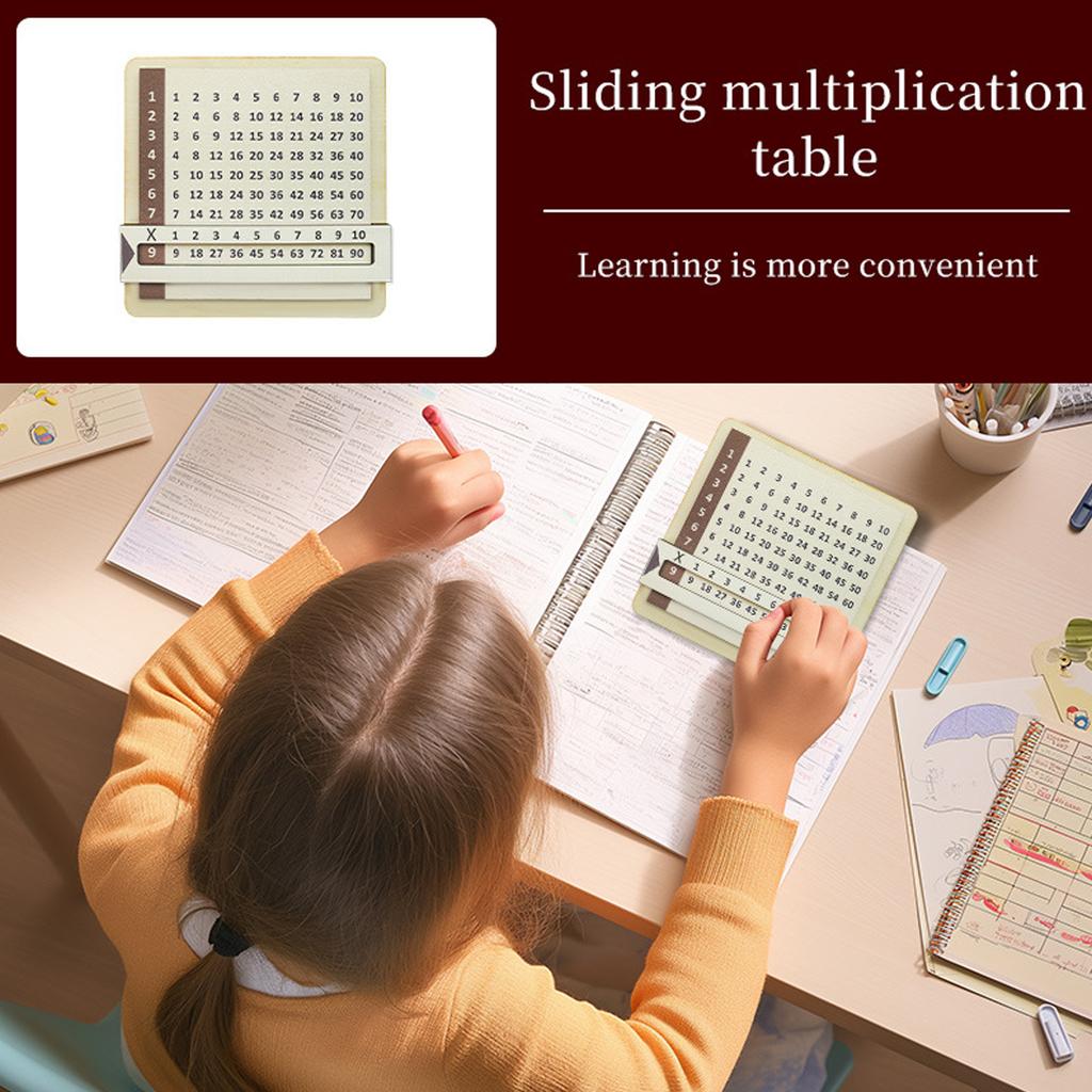 Sliding Action Wood Multiplication Table Math Teaching Aid Multiplication Learning Tool Sliding Board for Children