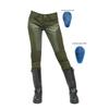 Womens Military Green Slim Fit Motorcycle Riding Pants With Adjustable Knee Pads Breathable Mesh