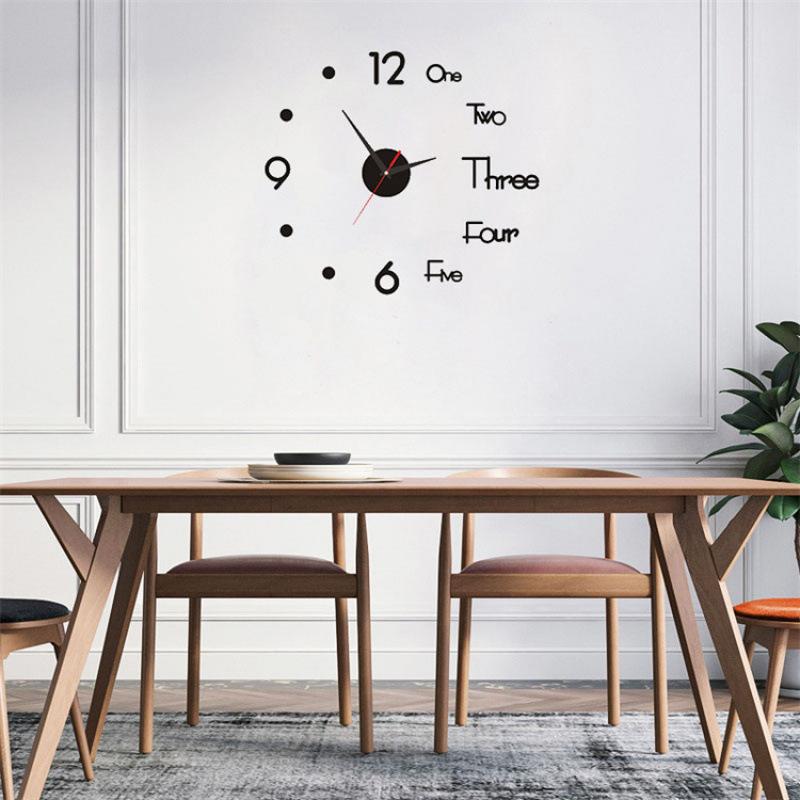 Nordic Silent DIY Wall Clock Creative Living Room Bedroom Decorative Clock Acrylic Number Clock Wall Sticker Clock