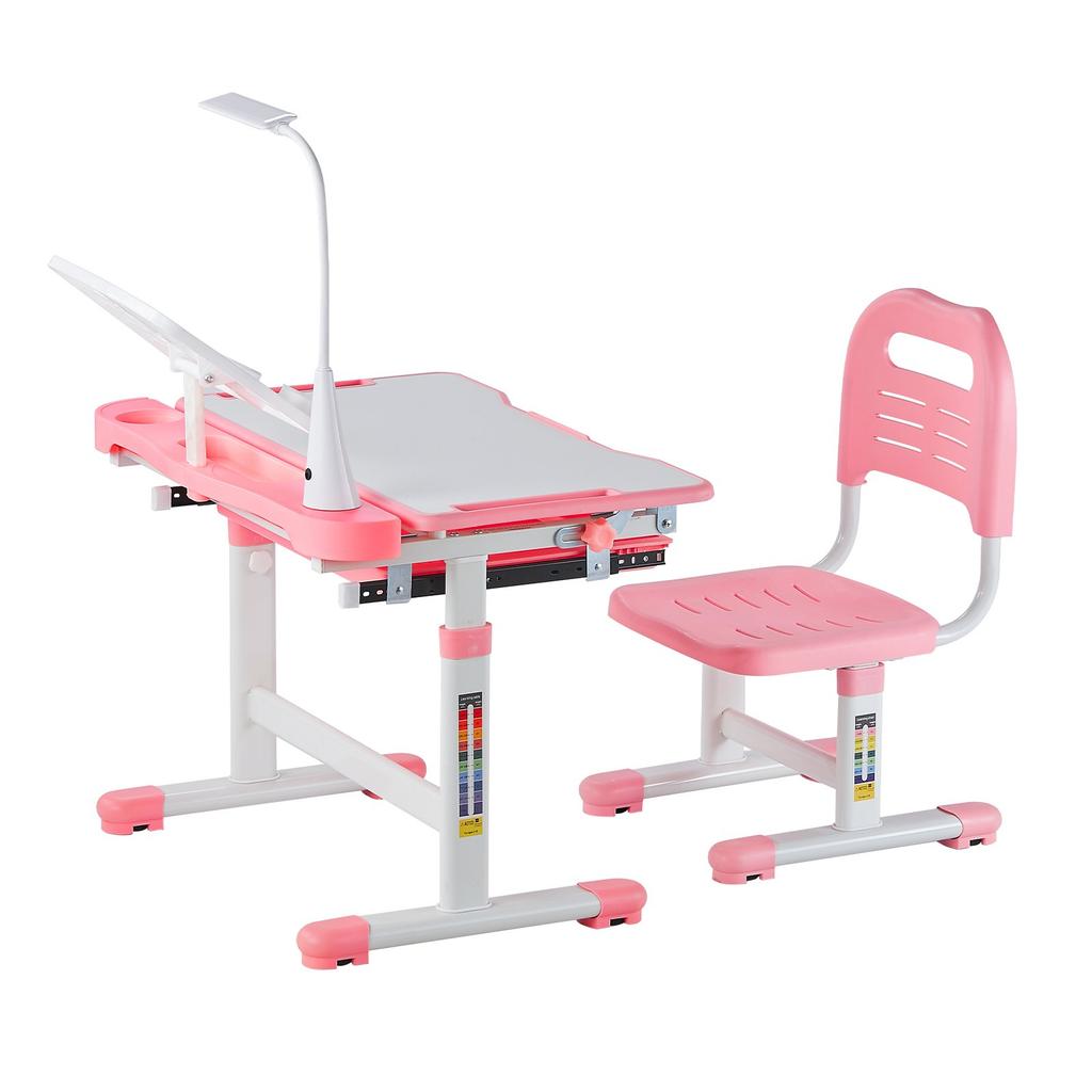 VEVOR Kids Study Chair and Desk Set, Study Desk and Chair for Kids with Table Lamp