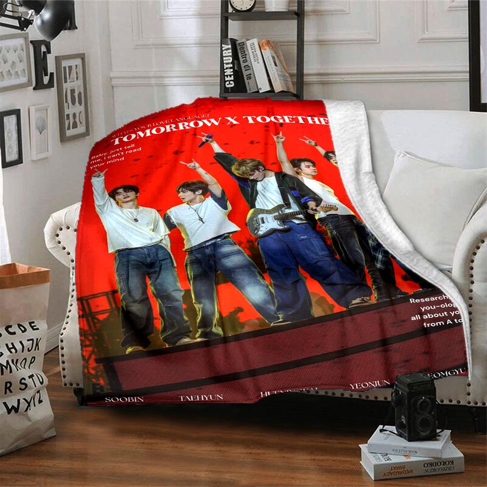 Txt Poster Print Flannel Blanket High Quality Warm Comfortable Cover for All Seasons Perfect for Gifts Home Decor