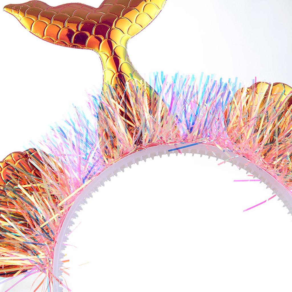 Adult Teen Tinsel Mermaid Headband Festival Fish Scale Hair Hoop for Christmas Party Performances Mardi Gras Headpiece