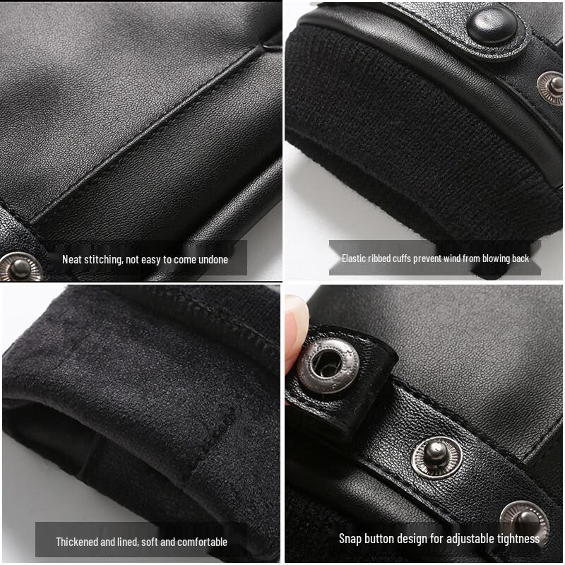 Men's Warm Half-Finger PU Leather Gloves