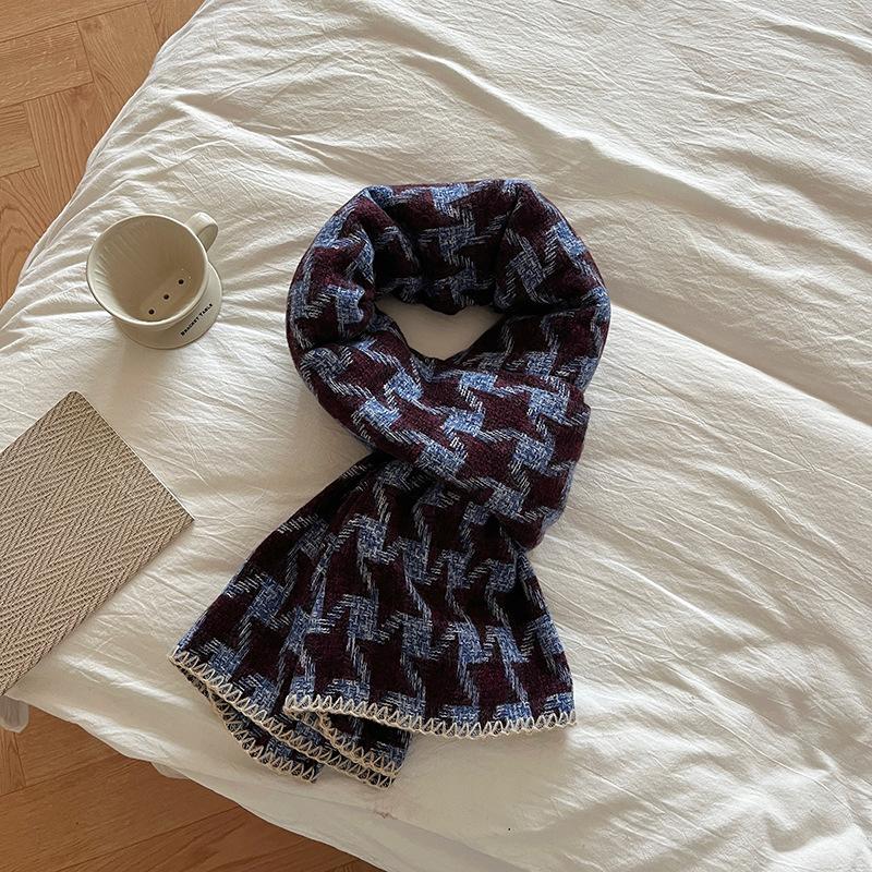 2024 New Black and White Scarf for Women's Winter Luxury Versatile Imitation Cashmere Scarf