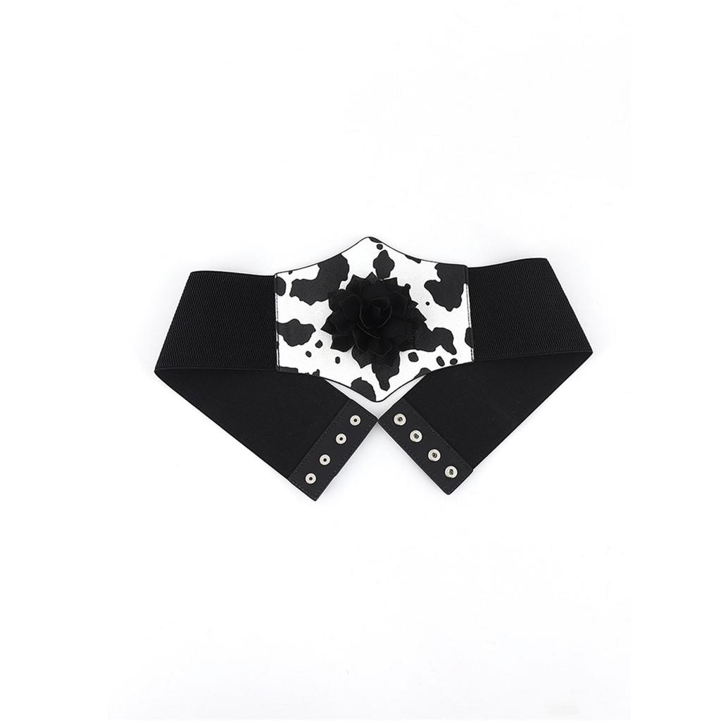 Ladies Slimming Corset Elastic Wide Waist Belt with 3D Flower Universal Women Banquet Dress Shirt Snap Buckle Corset