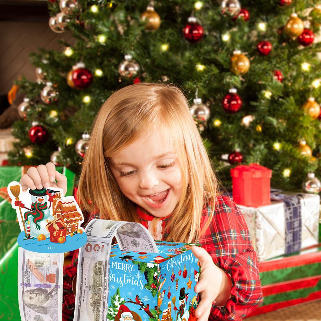 Blue Christmas Theme Pattern Gift Box For Holiday Celebration