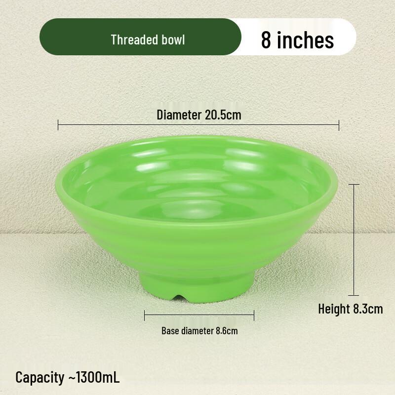 Zhi Shi Green Melamine Threaded Dining Bowl Set