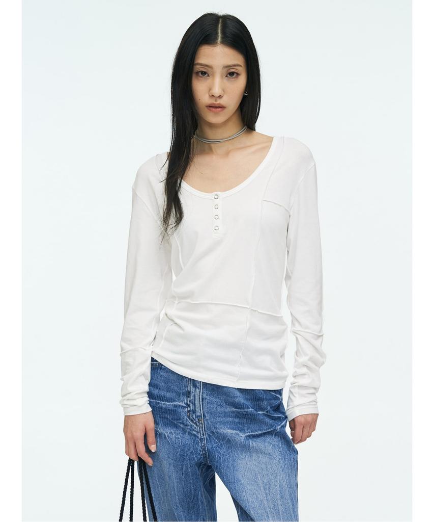 Anggae Henry Neck T-Shirt White