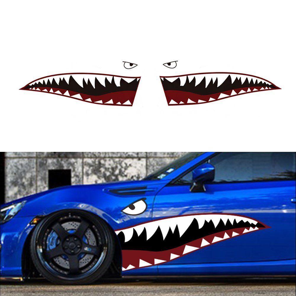150cm Waterproof DIY Funny Shark Mouth Tooth Teeth Vinyl Car Auto Sticker Decal