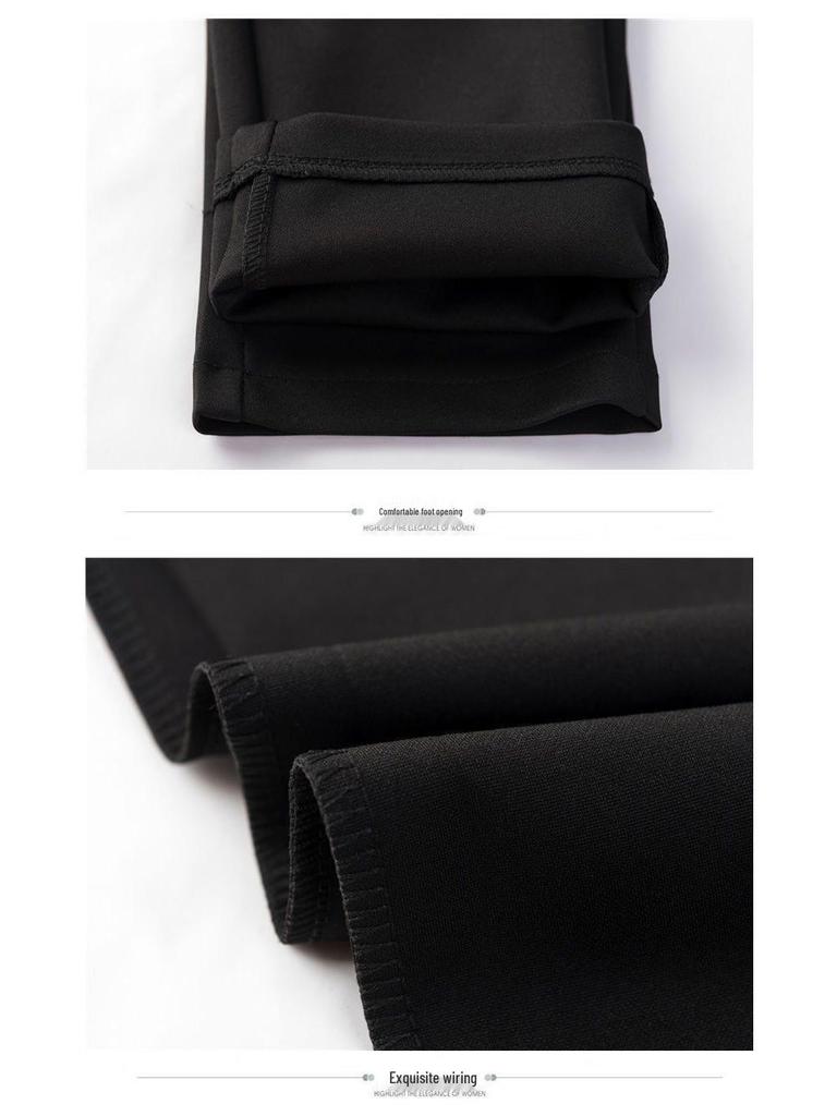 Spring and Autumn High-Waisted Elastic Straight-Leg Pants for Middle-Aged and Elderly Women