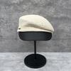 Versatile Temperament Leather Brim Inclined Top Hemp Rope Woven Face Small Equestrian Straw Hat Women'S Summer Retro Beret