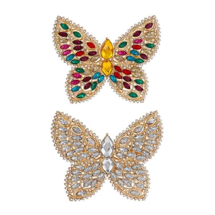 Elegant Crystal Butterfly Accessory Brooch Zinc Alloy Construction Stylish Design For Weddings And Business Meetings