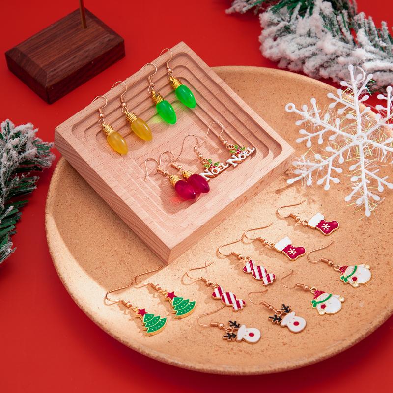 

Christmas Drop Earrings Set for Women Trendy Metal Cartoon Snowflake Hoop Stud Earring 2023 Creative Jewelry Gift Party