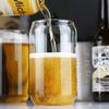 Trinkgläser mit Glasstrohhalm 4er-Set Dosenförmige Biergläser Tasse Eiskaffee-Gläser für Whiskey Soda Tee Cocktail Trinkgeschirr