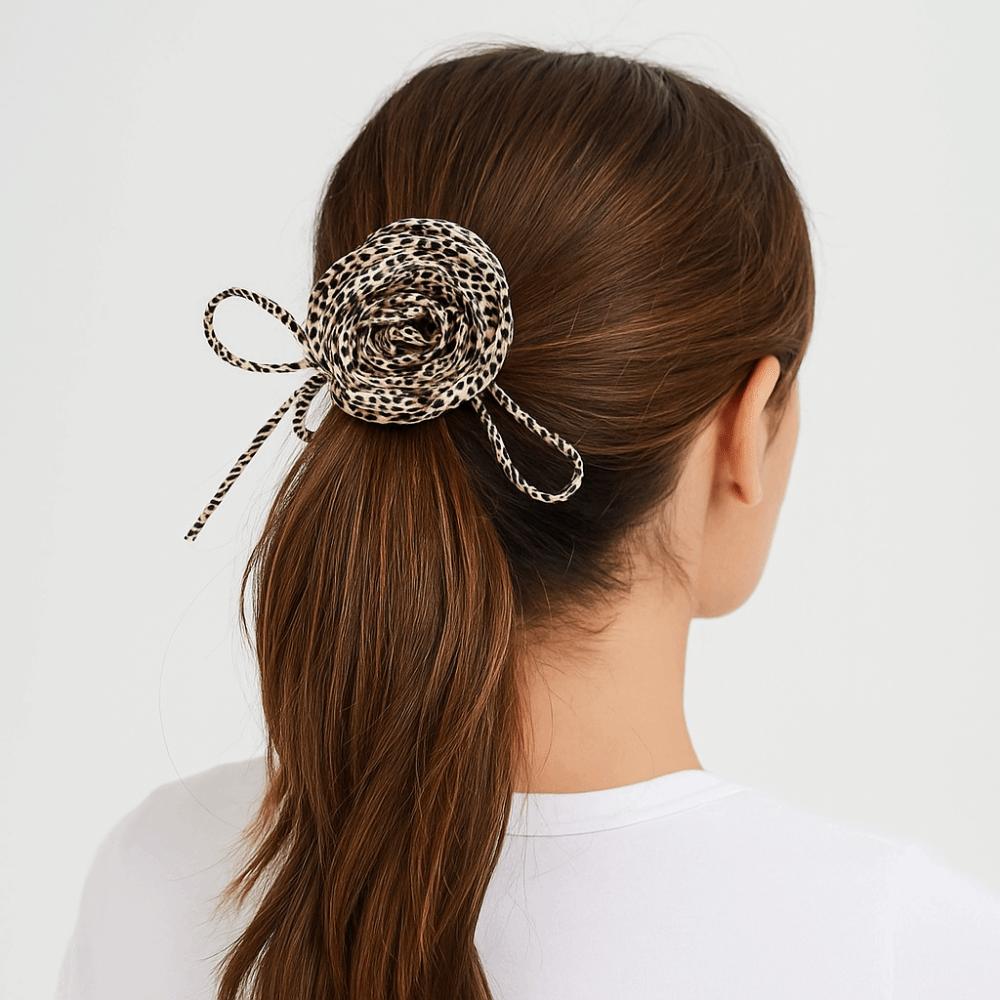 Elegant Flower Clavicle Chain Korean Style Leopard Print Chocker Chiffon Necklace Women