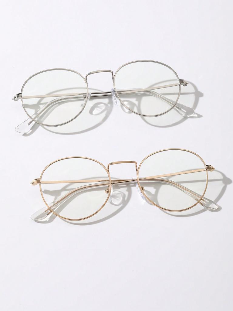 2/3 Stück Mode Runde Metallrahmen Damen Klare Brillen Für Männer Tägliches Leben Foto Machen Brillen Bekleidungszubehör.