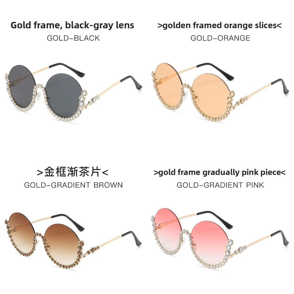 Metal Halfframe Sunglasses Uv400 Protection For Casual Outings