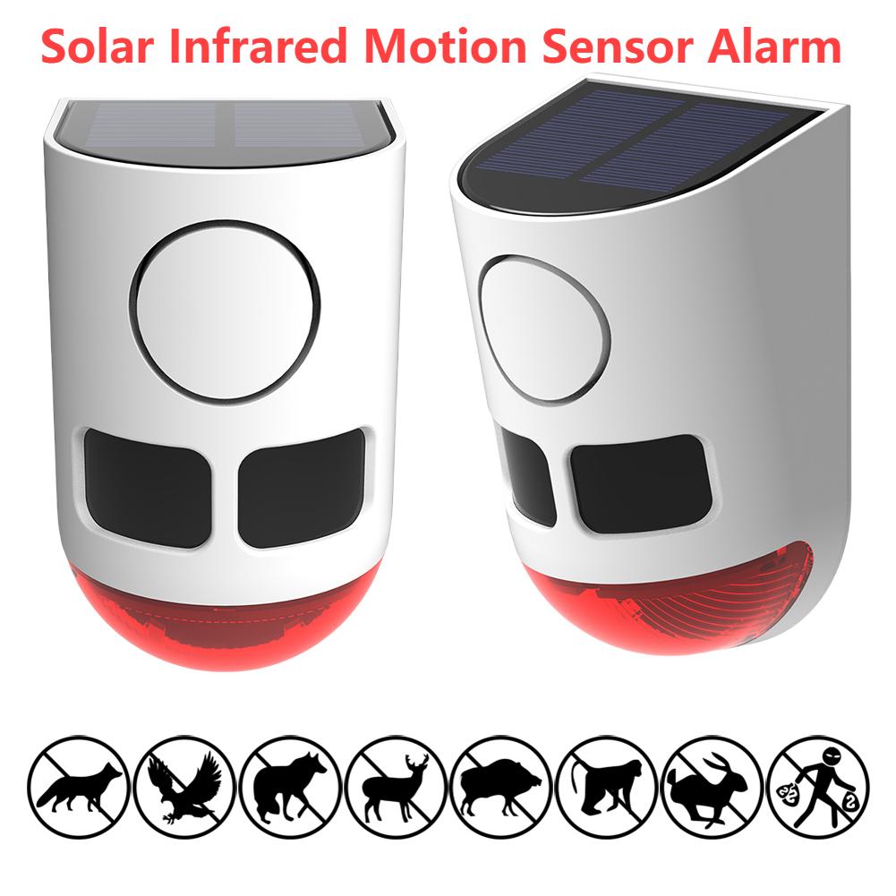 Solar Lamps Infrared Motion Sensor Alarm Siren Strobe Light For Home Garden Carage Field Wild Animals Security Alarm Salor Lamp