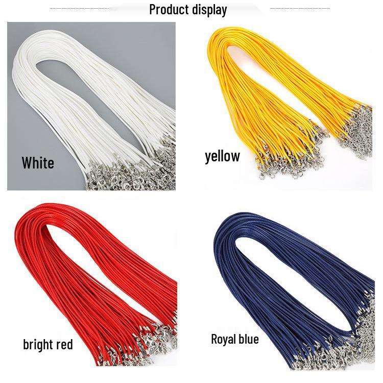 1.5mm Mumlu Deri İp Kolye Altın Kristal Uçlu, 10 Adet Paket