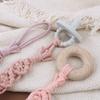 Cotton Handmade Crochet Pacifier Chain Soft Newborn Soothing Pacifier Beech Wood Clip Baby Chew Toy Christmas Gift