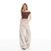Spring Summer Small Horse Embroidery High Waist Slim Loose Wide Leg Trendy Denim Long Trousers Female Casual Pants Oversize Denim Trousers