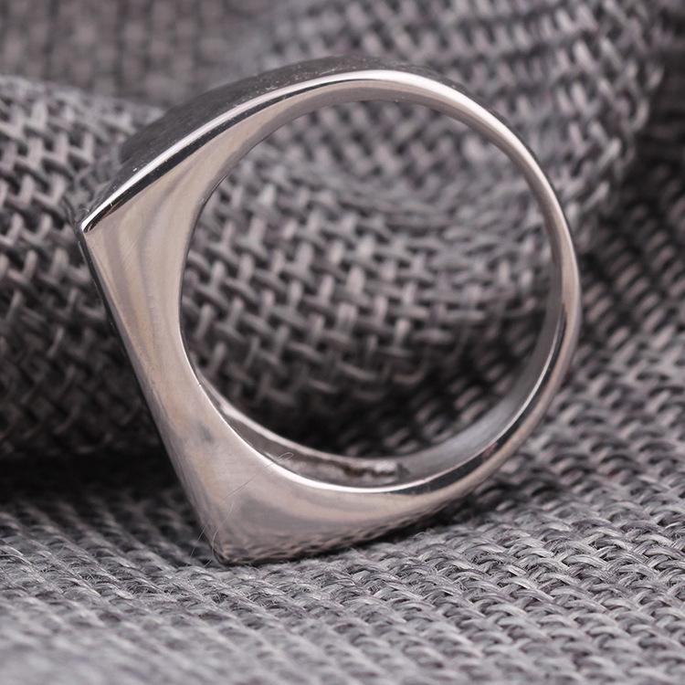 European & American Fashion Rectangular Stainless Steel Ring, Smooth Surface, 18MM, Customizable Laser Logo