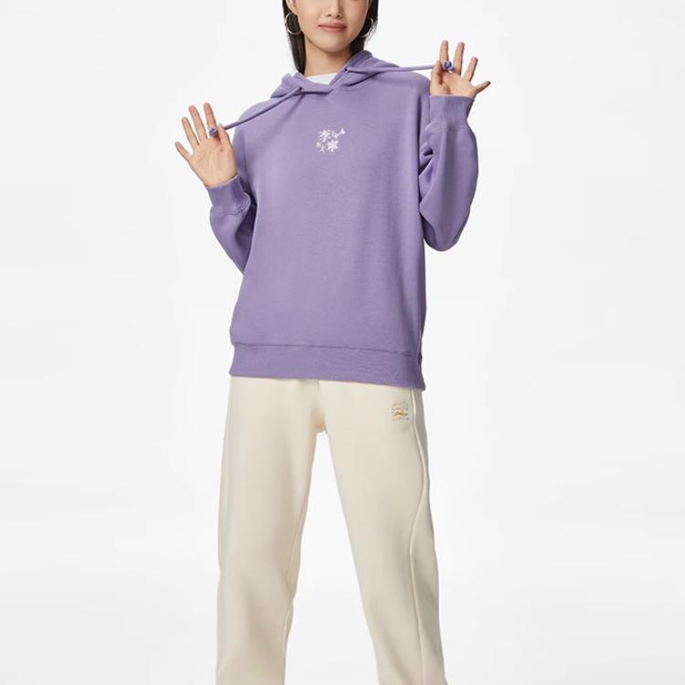 Li Ning Sports Lifestyle Series Long Happiness Never Ends Floral Pattern Hoodie Women Hoodies Light-Purple AWDTC84-1