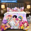 Colorful Kpop Cartoon 3pcs K-pop Music Group Bedding set,Ideal for Bedroom, Dormitory,Including Duvet Cover And 2pcs Pillowcases,Fan Gifts