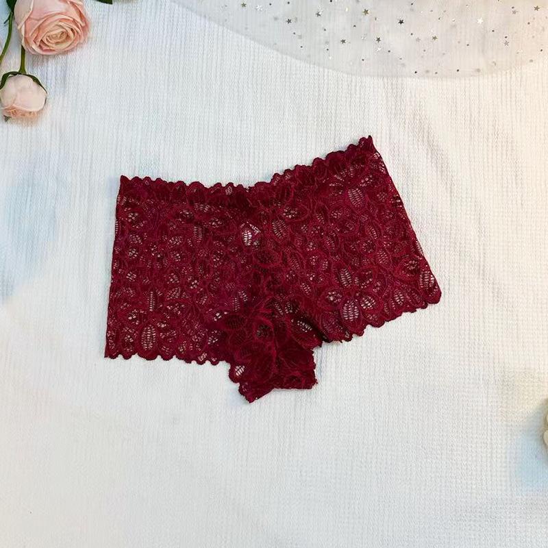 Ladies Summer Sexy Lace Jacquard Breathable Transparent Low Waist Flat Angle Briefs