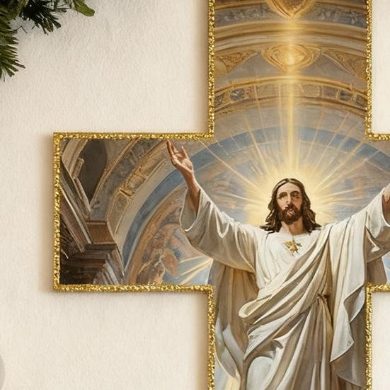 Jesus Kristus Veggdekorasjon 2D Flat Akryl Frelser Veggkunst Hjemmekontor Stue Soverom Veggoppheng Kristent Religiøst Ornament