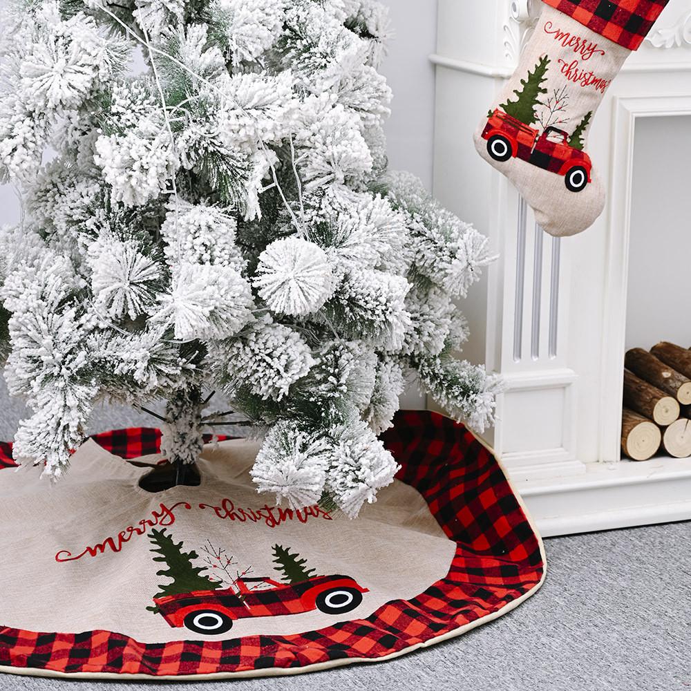 Red Attractive Black Plaid Christmas Tree Skirt For Car Holiday Celebrations 120cm