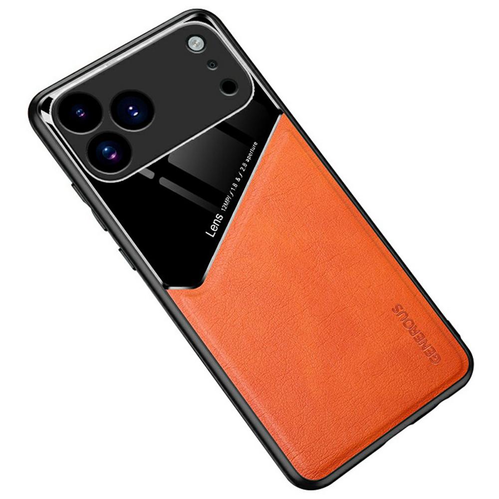 

For iPhone 17 Pro Max Precise Cutout Leather Coated PC + TPU Phone Back Cover Built-in Metal Sheet