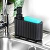 Kitchen Dishwashing Liquid Dispenser Sponge Container Scourer Black for Sink