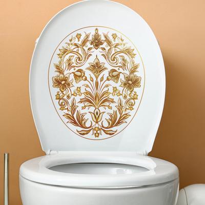 Autocolant de toaletă cu flori de epocă, detașabil, autoadeziv, impermeabil, din PVC, artă de perete pentru sufragerie, baie, capac de toaletă, autocolant decorativ