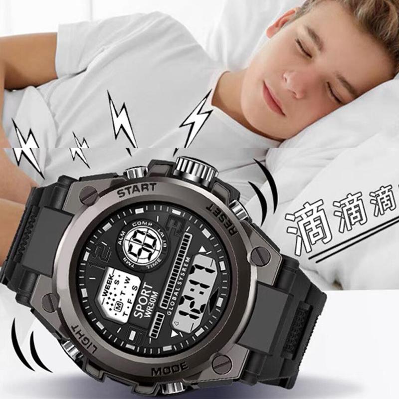 Relojes Deportivos para Hombre Militar Multifunción Digital 3Bar Impermeable Luminoso Despertador Reloj de Pulsera Electrónico para Hombre