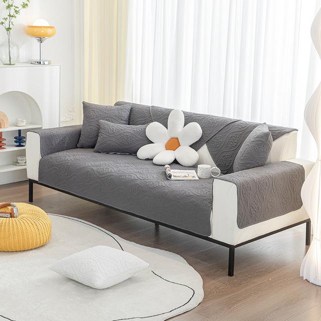 

Cotton Sofa Cover Non -Slip Thickening Four Seasons Universal Living Room Sofa Cover Backrest Shield Dust Resist Full Cover 45x45 Pillowcase1 серый