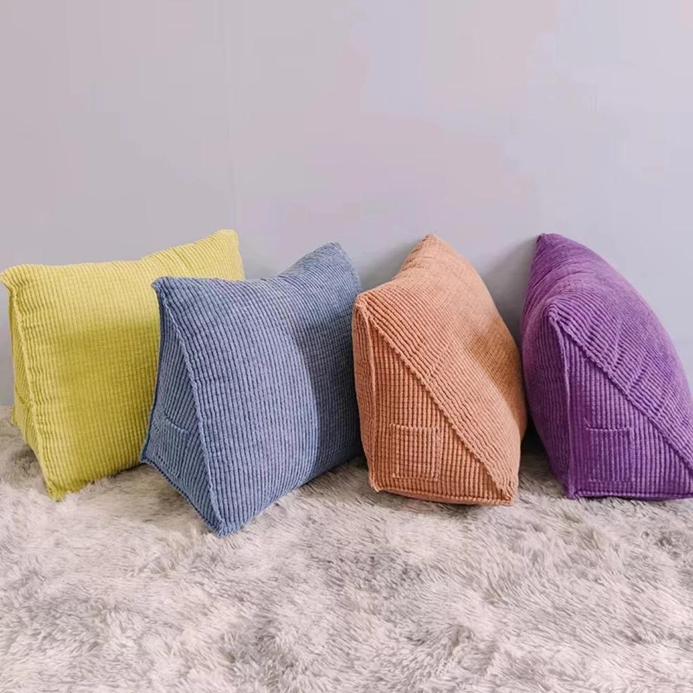 Triangular Backrest Pillow Corduroy Wedge Soft Sofa Reading Pillow Positioning Support Cushion For Bed Office Home Sofa Decor