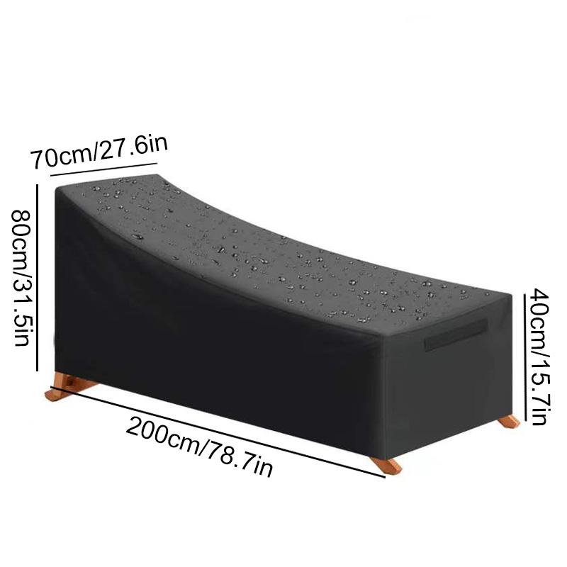 

1pc Chaise Lounge Cover Ddurable UV Resistant Black Furniture Dust Cover Waterproof Recliner Protective Cover Outdoor 200*70*40/80cm