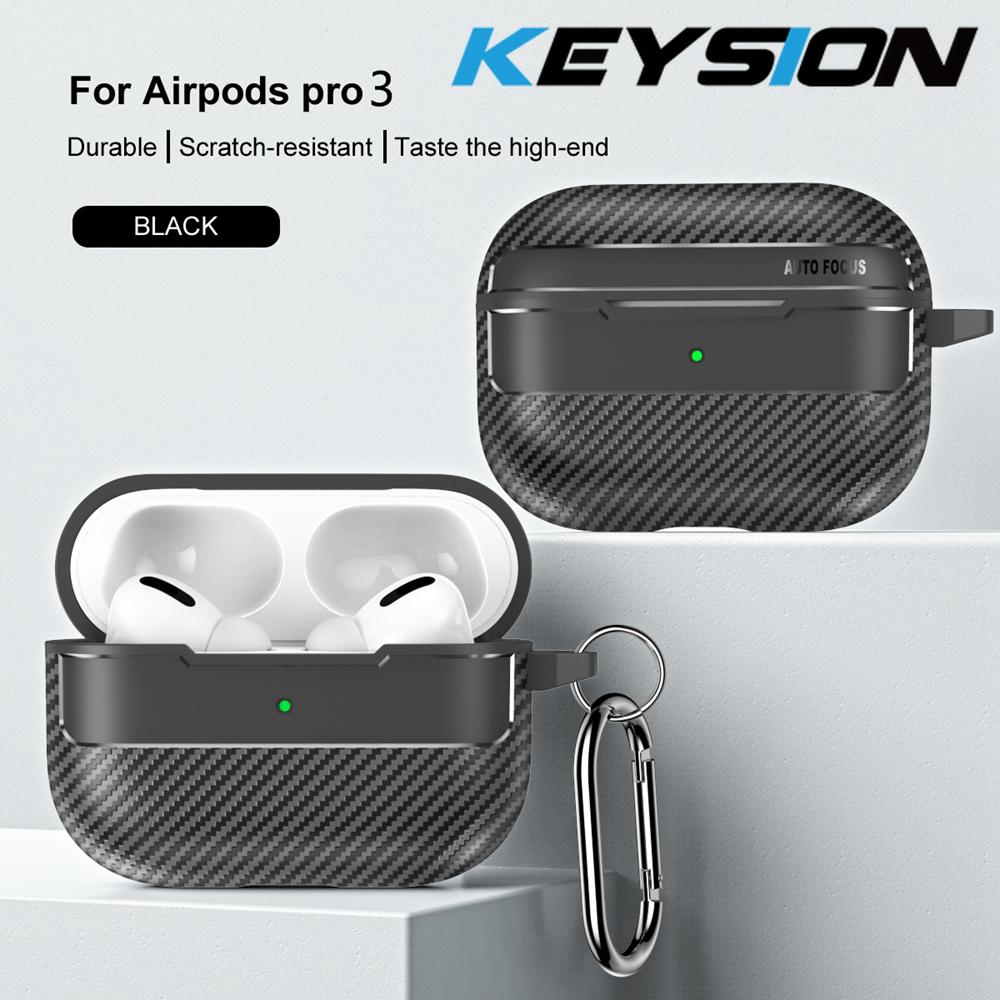 KEYSION Shockproof Case for AirPods Pro 3 Carbon Fiber Texture Soft TPU Silicone Bluetooth Earphone Cover for AirPods Pro 3 2025