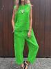 South East Asia Spring and Summer Large Size Loose Temperament Casual Foreign Style Hemp Sleeveless Solid Color Fashion Sports Suit
