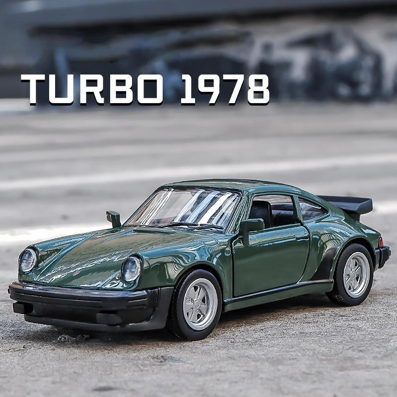 1/36 Scale Porsche 911 Turbo Toy Car Model Alloy Diecast Retro Racing with Pull Back Scale Model for Boy Gift Collection