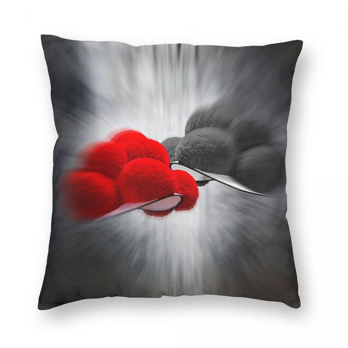 Red Black Bollenhut Square Pillowcase Polyester Linen Velvet Printed Zip Decorative Home Cushion Cover 30x30cm 12x12in