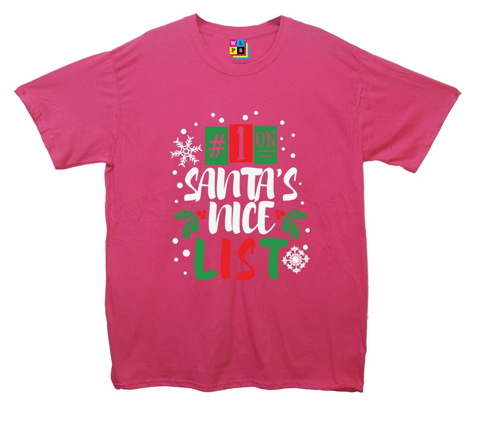 Number 1 On Santa s Nice List Christmas Printed T-Shirt S