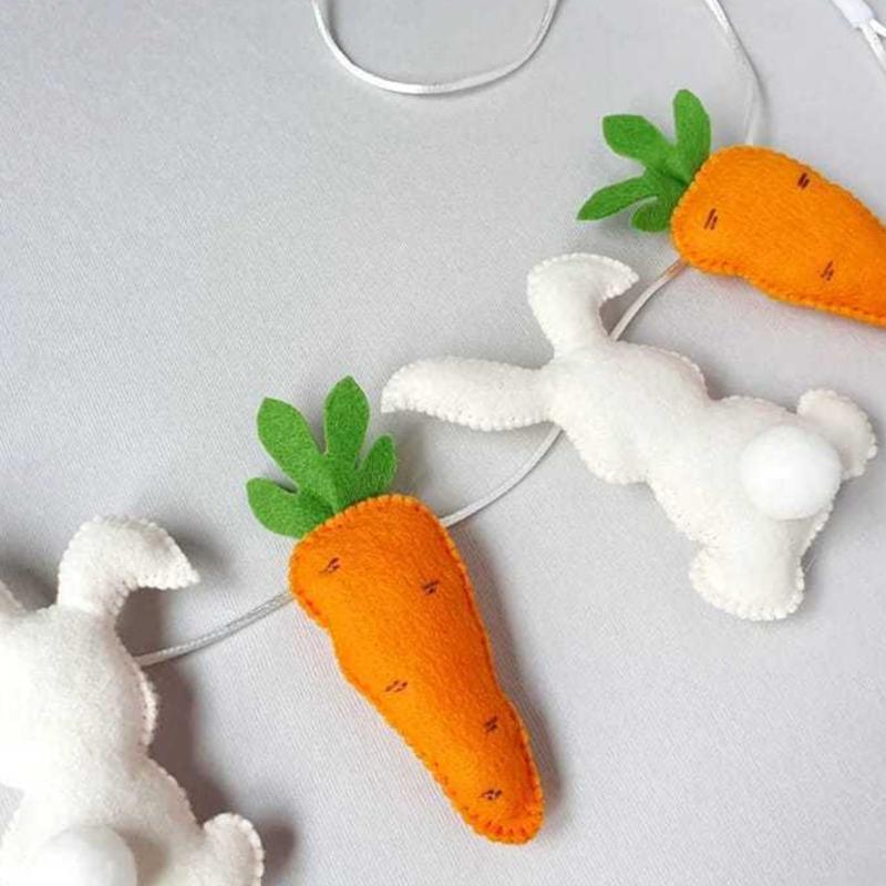 Rabbit Carrot Hanging Ornament Wall Hanging Decoration for Spring Holiday Celebration Kids Room Door Wall Window Display