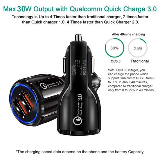 Dual USB 3.1A Fast Quick Charge QC 3 Car Charger Cigarette Lighter Adapter