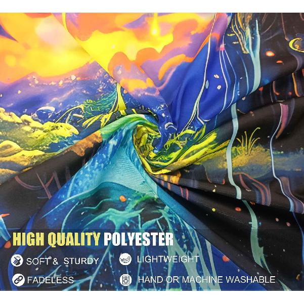 Onivein Blacklight Skull Forest Tapestry UV Reactive Skeleton Mushroom Waterfall Tree Tapestries Wall Hanging Aesthetic Tapestry for Bedroom Dorm