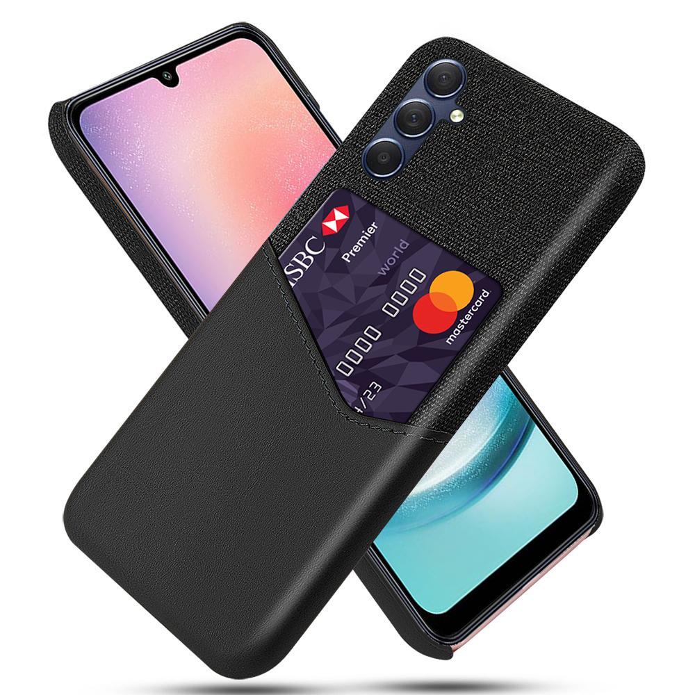 

Для Samsung Galaxy A24 4G (162,1 х 77,6 х 8,3 мм) Обложка для карт из ПУ кожи с покрытием, Текстура ткани, Чехол для телефона из ПК Black
