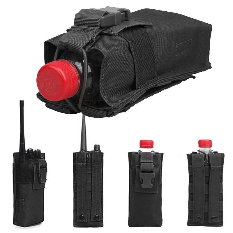 Outdoor Walkie Talkie Pouch Water Bottle Bag Handheld Radio Bag Molle Tactical Multifunctional Accessory Bag Travel EDC Pack