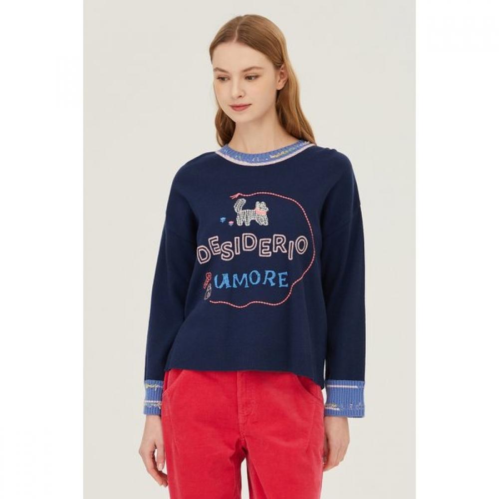 Benetton Color Block Embroidery Knit Bakp11411 YE/OS