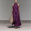 2026 Summer Halter Neck Ruffle Sleeveless Slimming Dress with Pockets